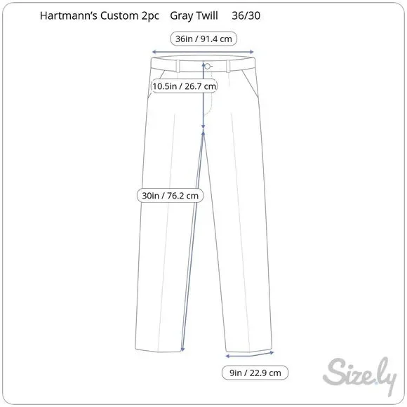 42R Hartmanns Custom Gray 2 Piece Suit - Pants 36/30 Italian Wool Mens Italian